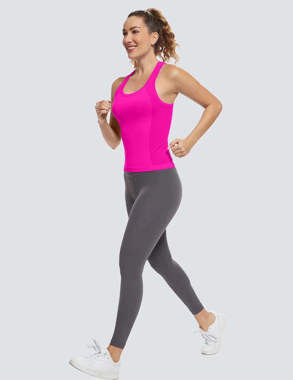 MathCat Workout Tops for Women Racerback Tank Tops Seamless Running Tank Tops Muscle Tank