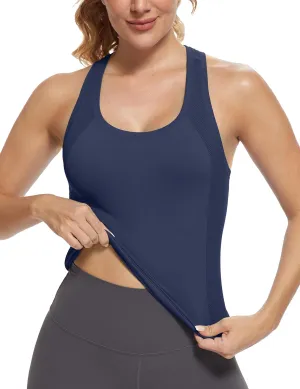 MathCat Workout Tops for Women Racerback Tank Tops Seamless Running Tank Tops Muscle Tank