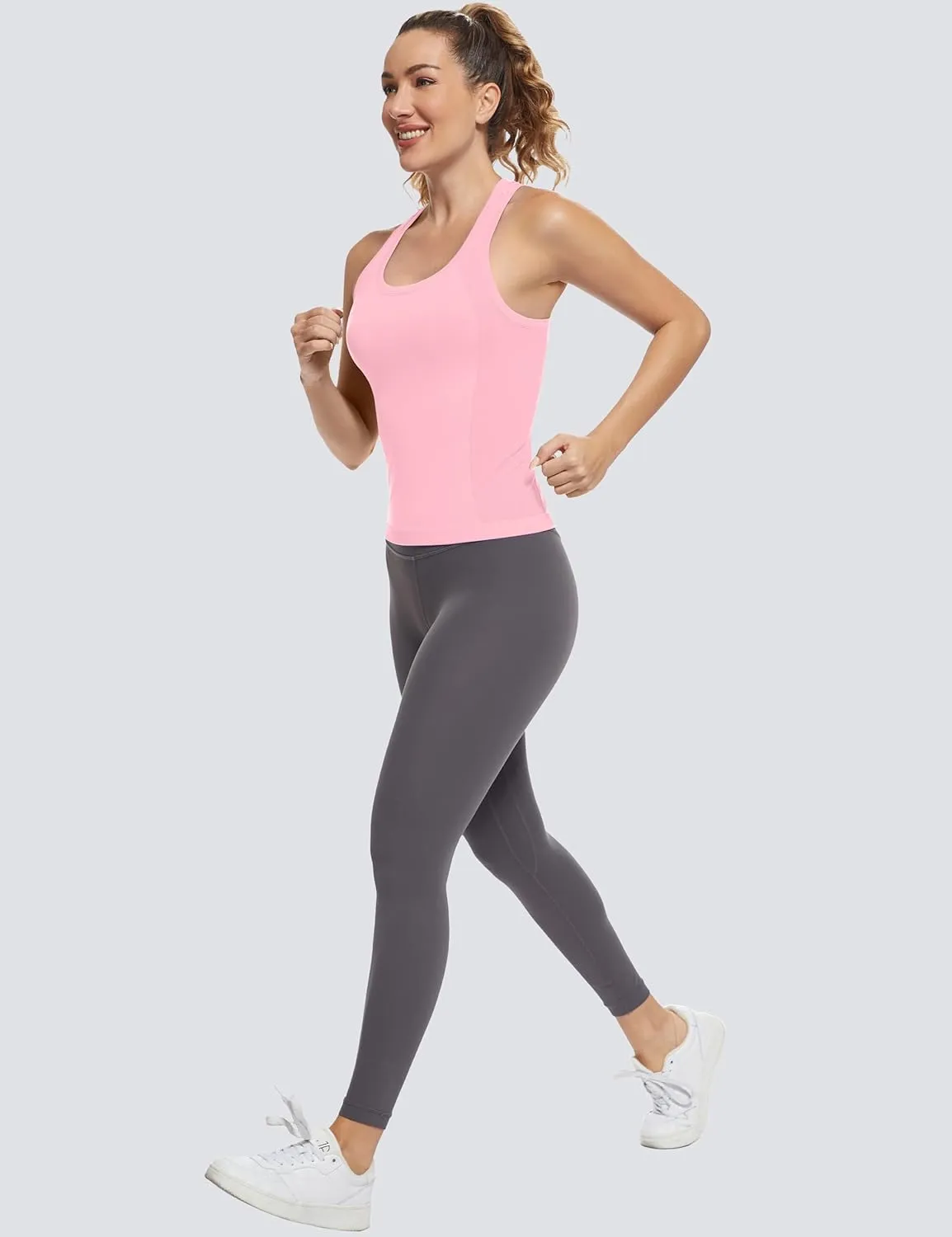 MathCat Workout Tops for Women Racerback Tank Tops Seamless Running Tank Tops Muscle Tank