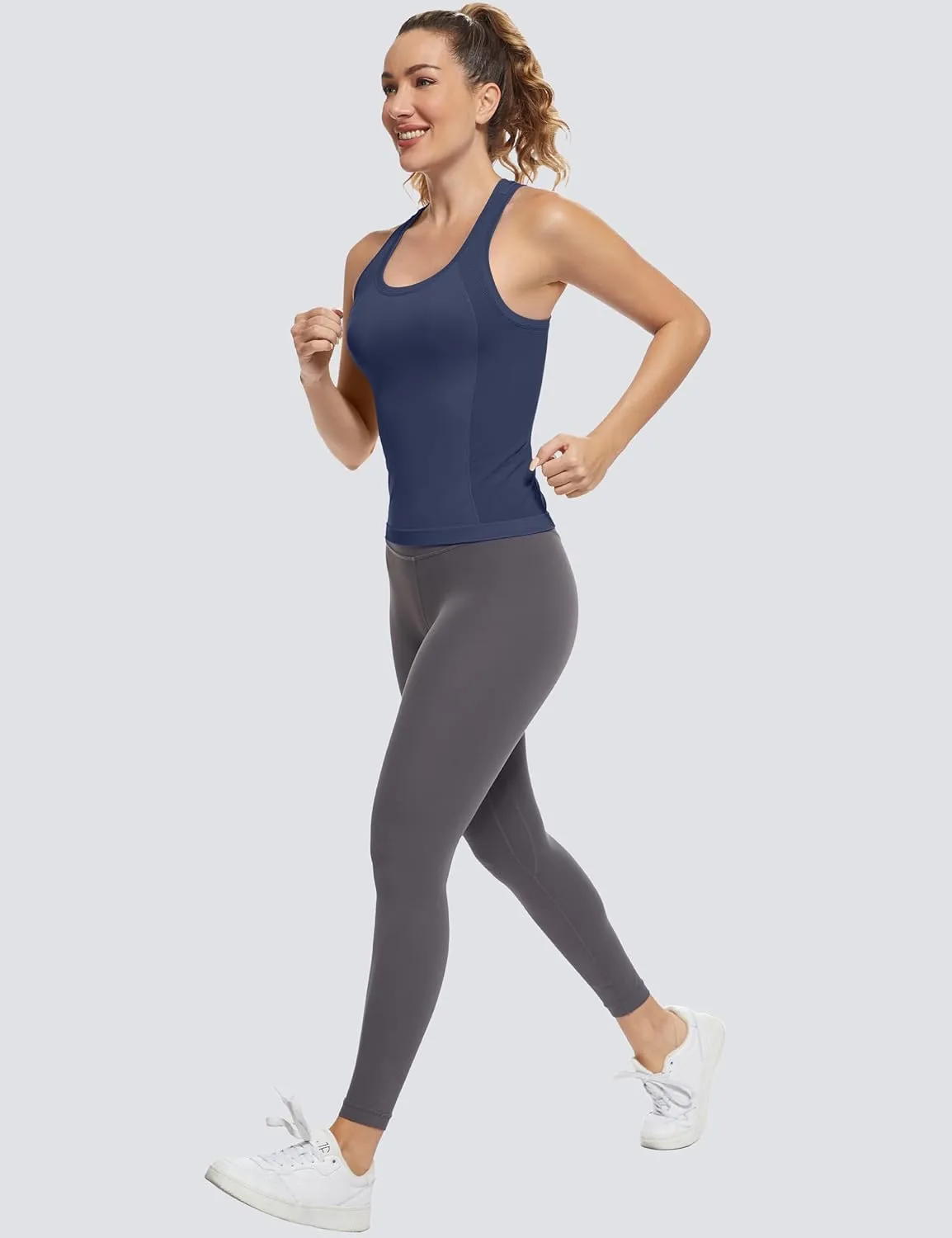 MathCat Workout Tops for Women Racerback Tank Tops Seamless Running Tank Tops Muscle Tank