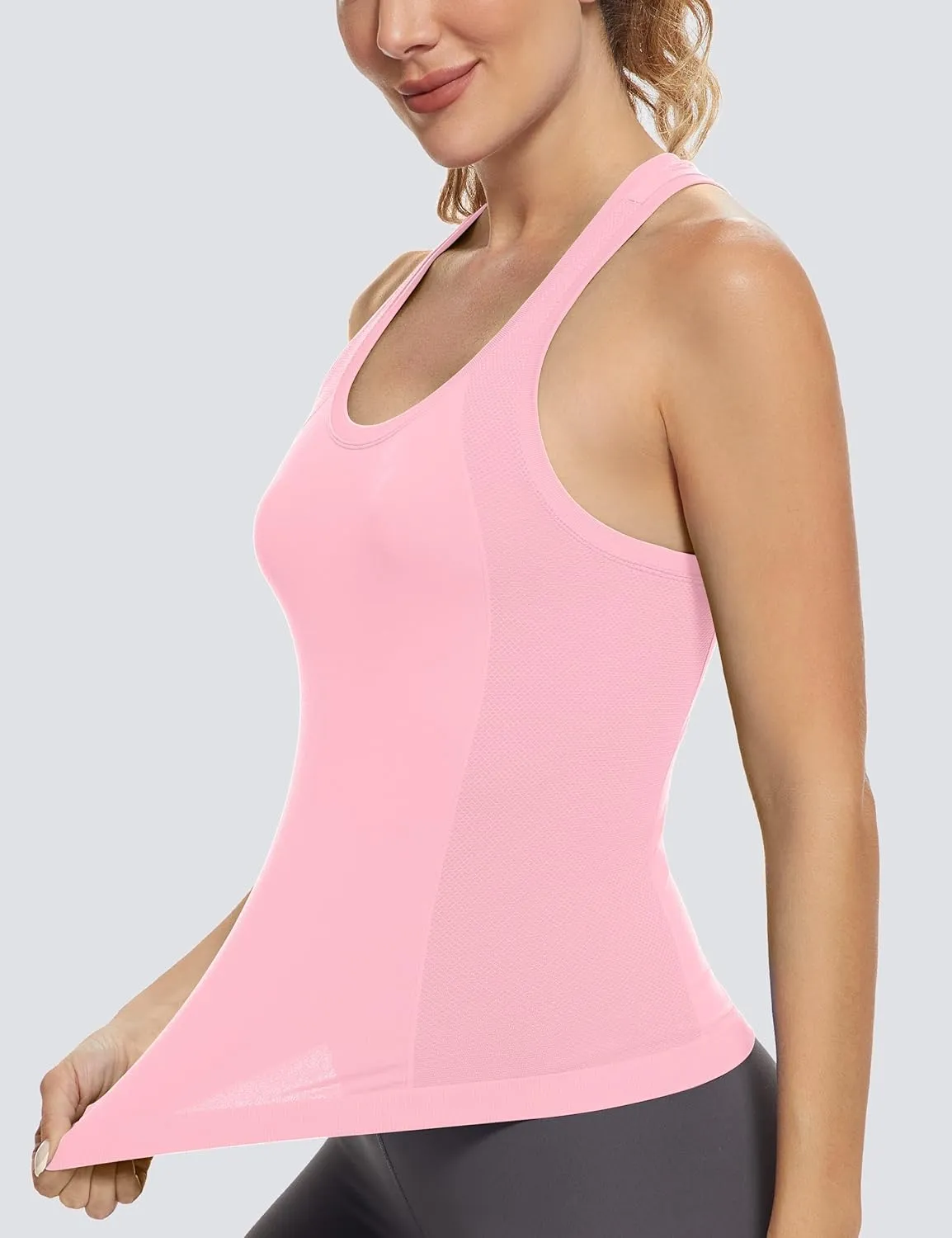 MathCat Workout Tops for Women Racerback Tank Tops Seamless Running Tank Tops Muscle Tank