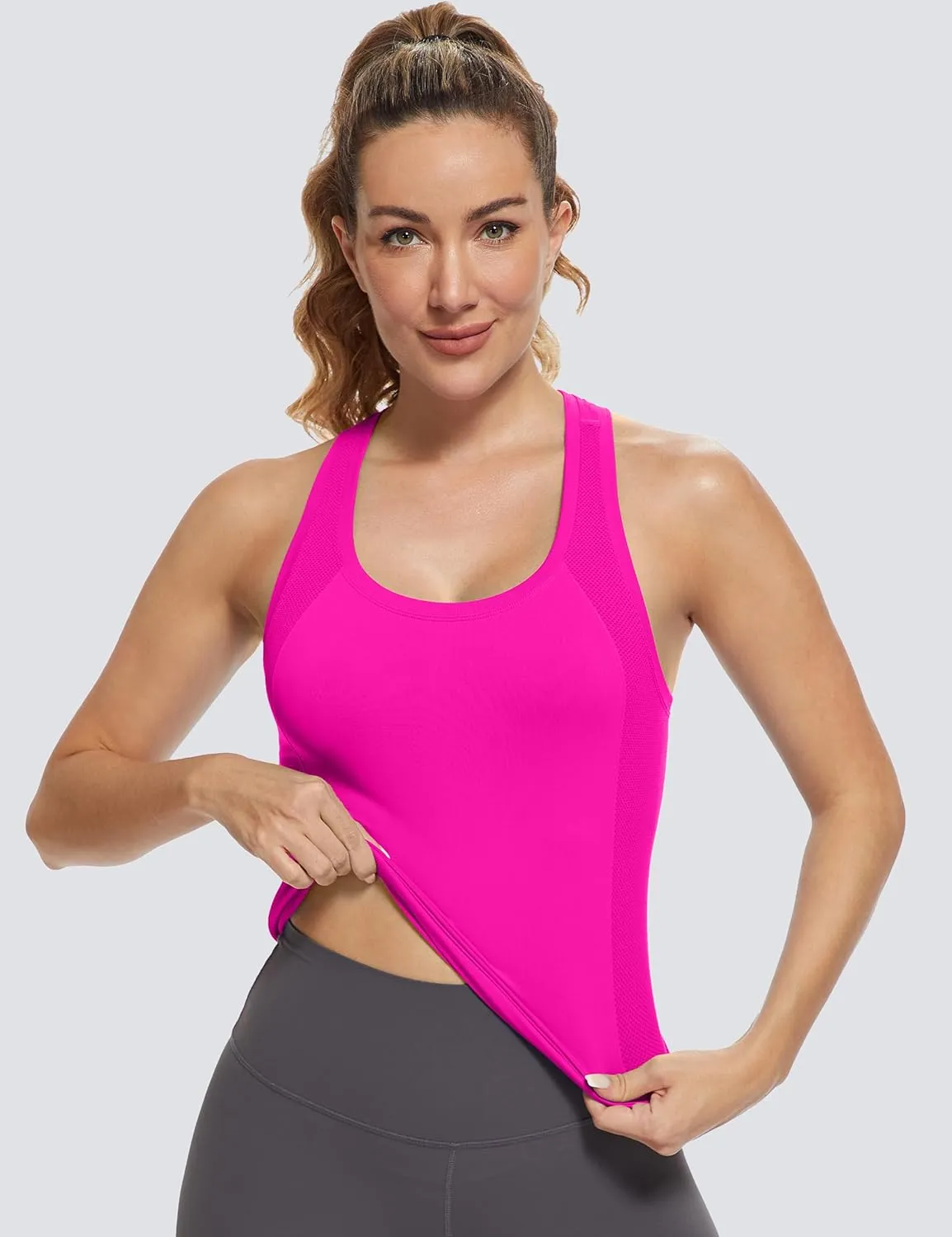 MathCat Workout Tops for Women Racerback Tank Tops Seamless Running Tank Tops Muscle Tank