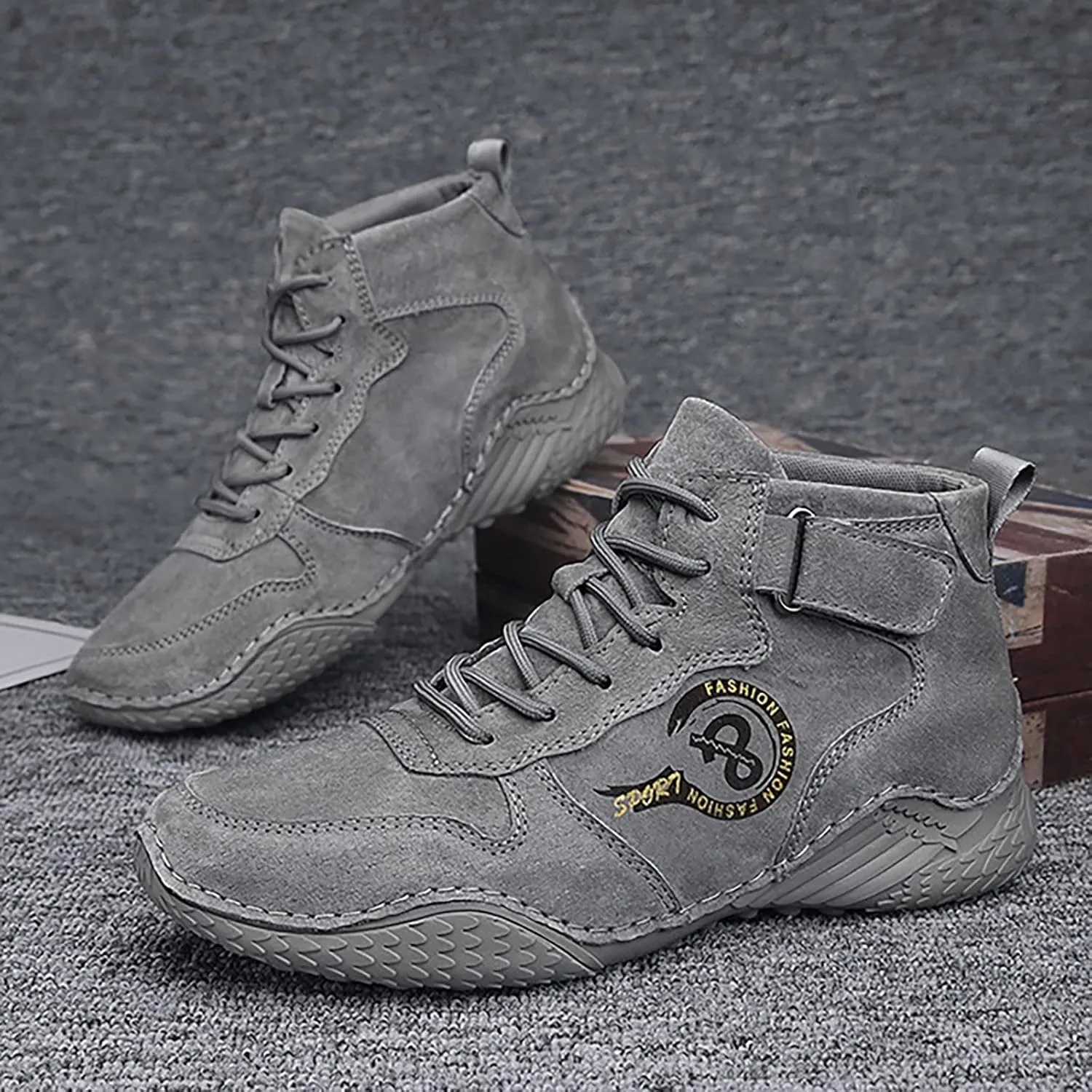 Men's British Large Casual Suede Foreign Trade Lace Up and Hook Loop Sneakers Shoes Men Sneaker