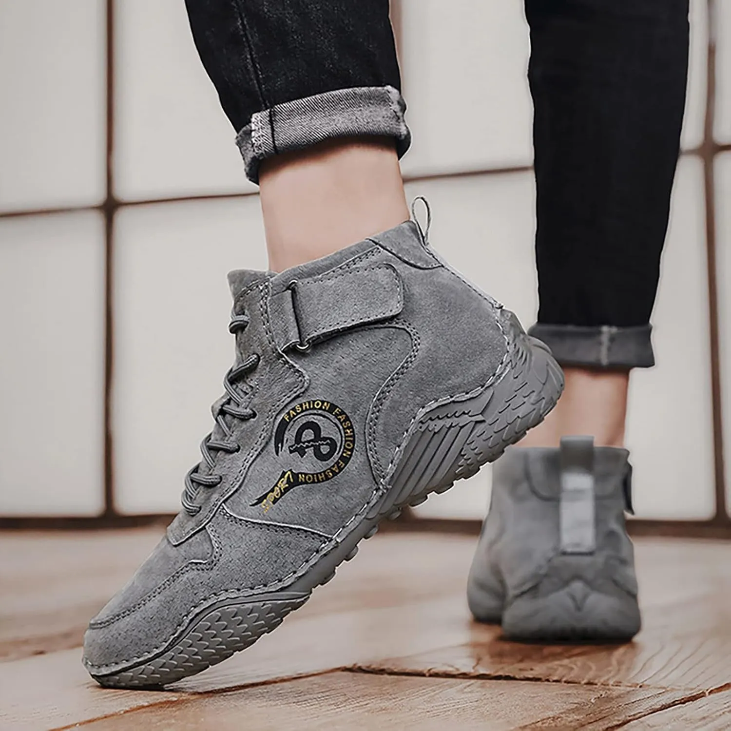 Men's British Large Casual Suede Foreign Trade Lace Up and Hook Loop Sneakers Shoes Men Sneaker