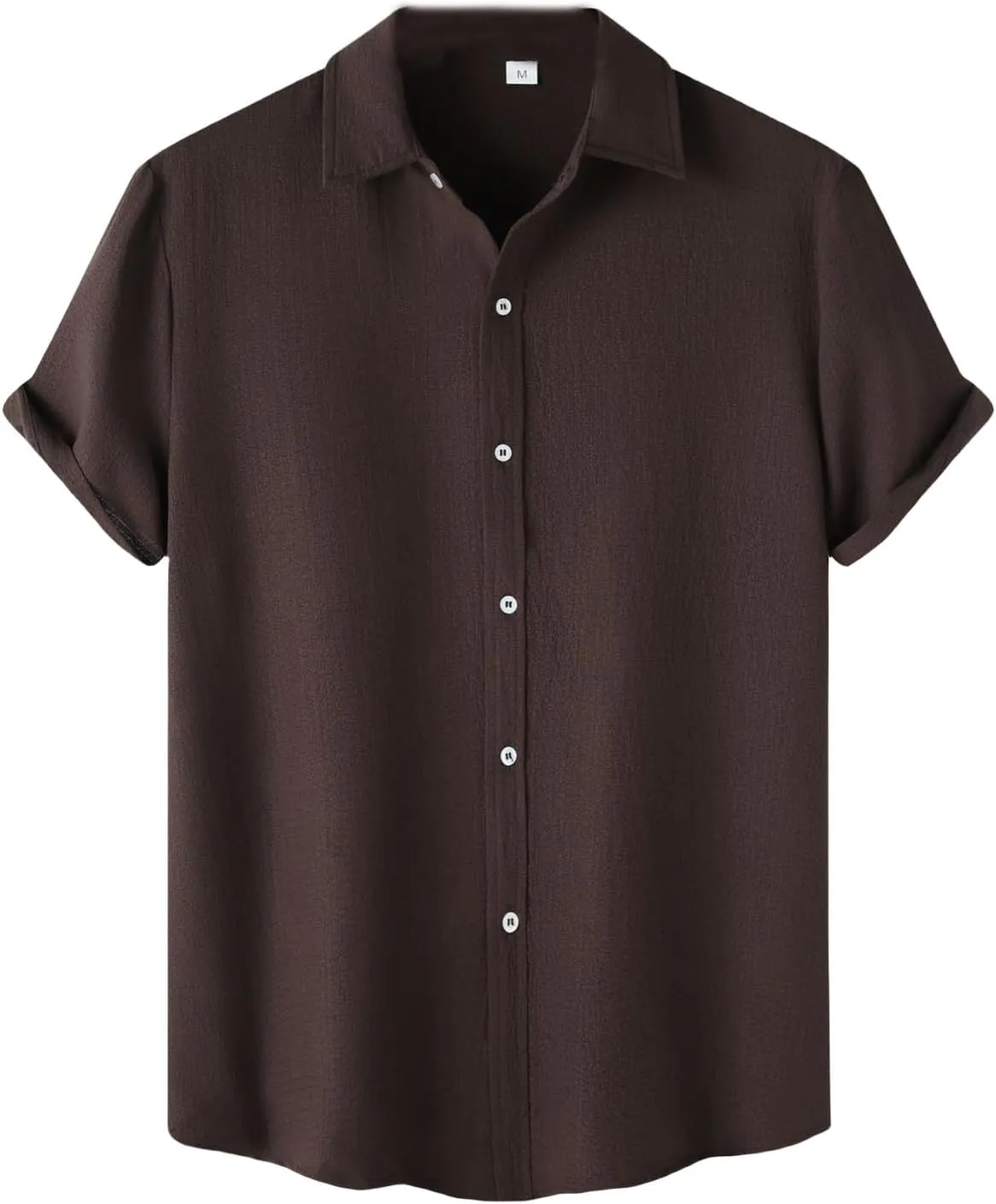 Men's Casual Button Down Shirt Short Sleeve Summer Beach Shirts Lightweight Solid Color Cotton Linen Shirts for Men