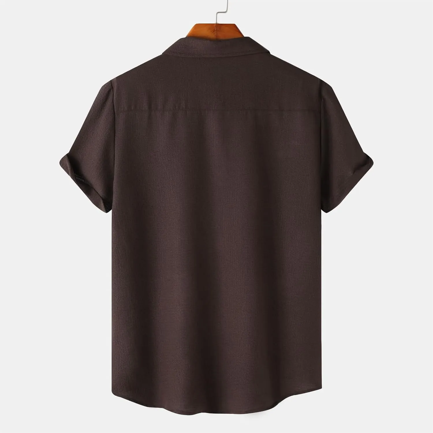 Men's Casual Button Down Shirt Short Sleeve Summer Beach Shirts Lightweight Solid Color Cotton Linen Shirts for Men