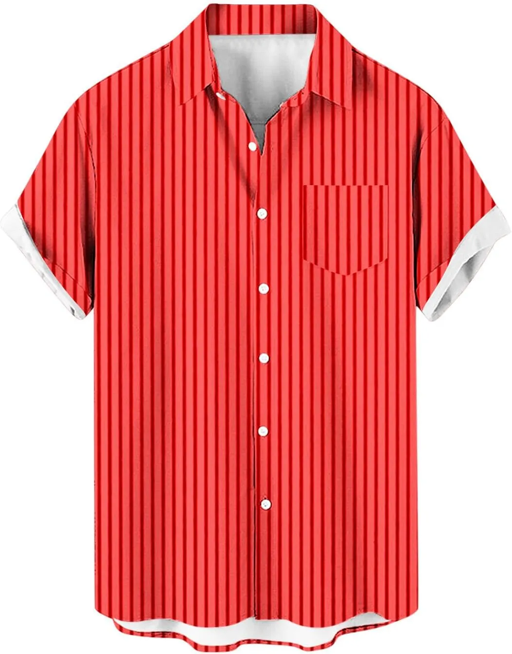 Men's Casual Stylish Short Sleeve Button-Up Striped Dress Shirts Stretch Beach Shirt Formal Business Work Shirt Top
