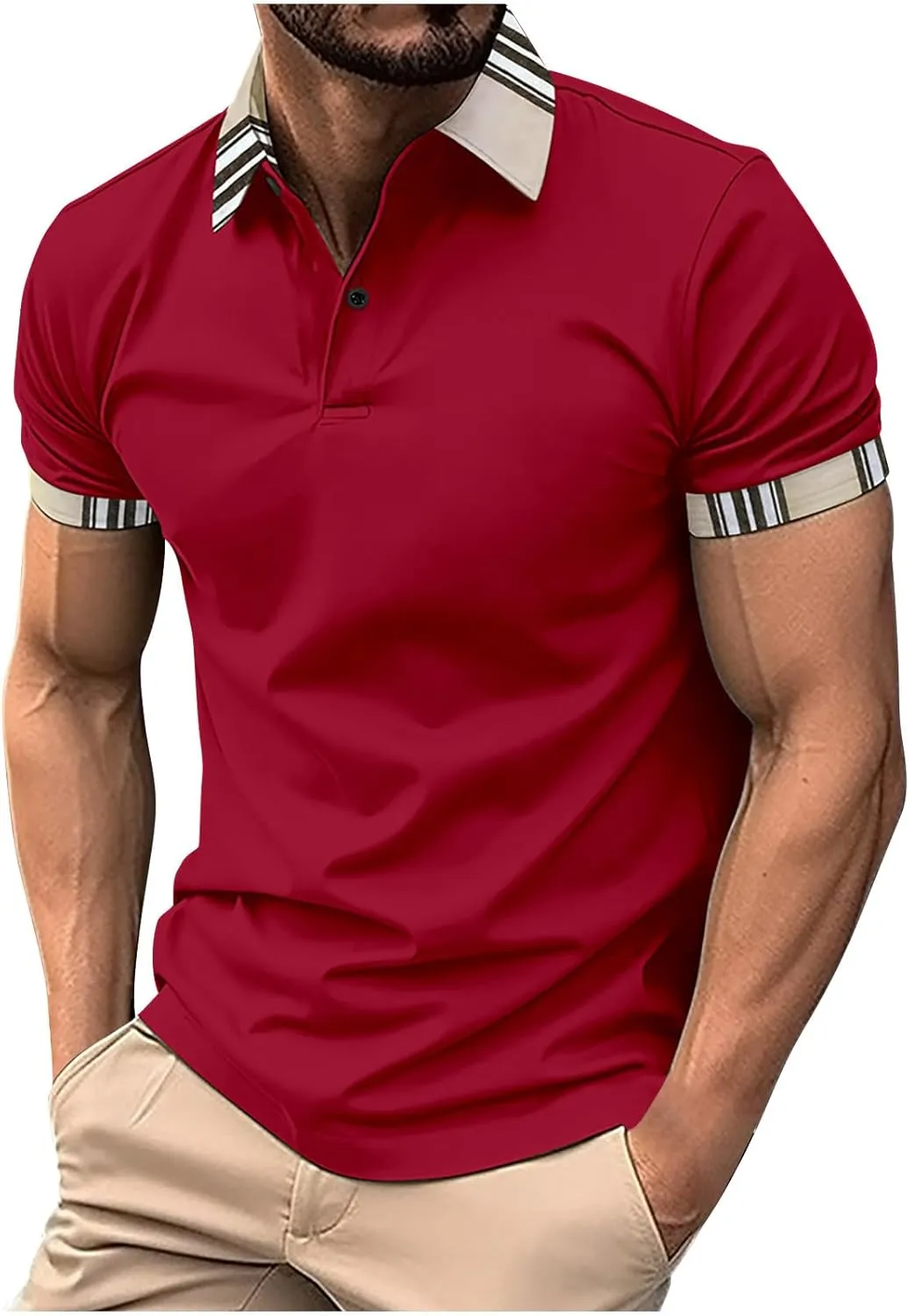 Mens Comfort Polo ShirtQuick-Drying Cool Tshirts Moisture-Wicking Lapel Shirts Perform Comfy Shirts Daily Wears