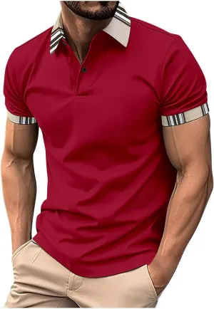 Mens Comfort Polo ShirtQuick-Drying Cool Tshirts Moisture-Wicking Lapel Shirts Perform Comfy Shirts Daily Wears