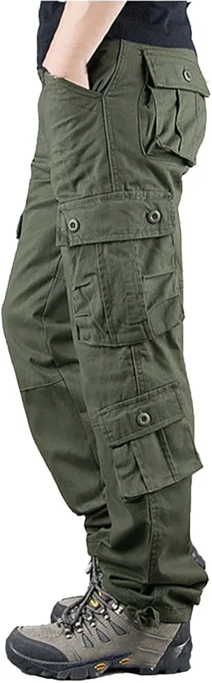 Mens Cotton Athletic Pants Multi Pocket Cargo Pants Men's Casual Pants Outdoor Wear Plus Size Running Jogging Pants