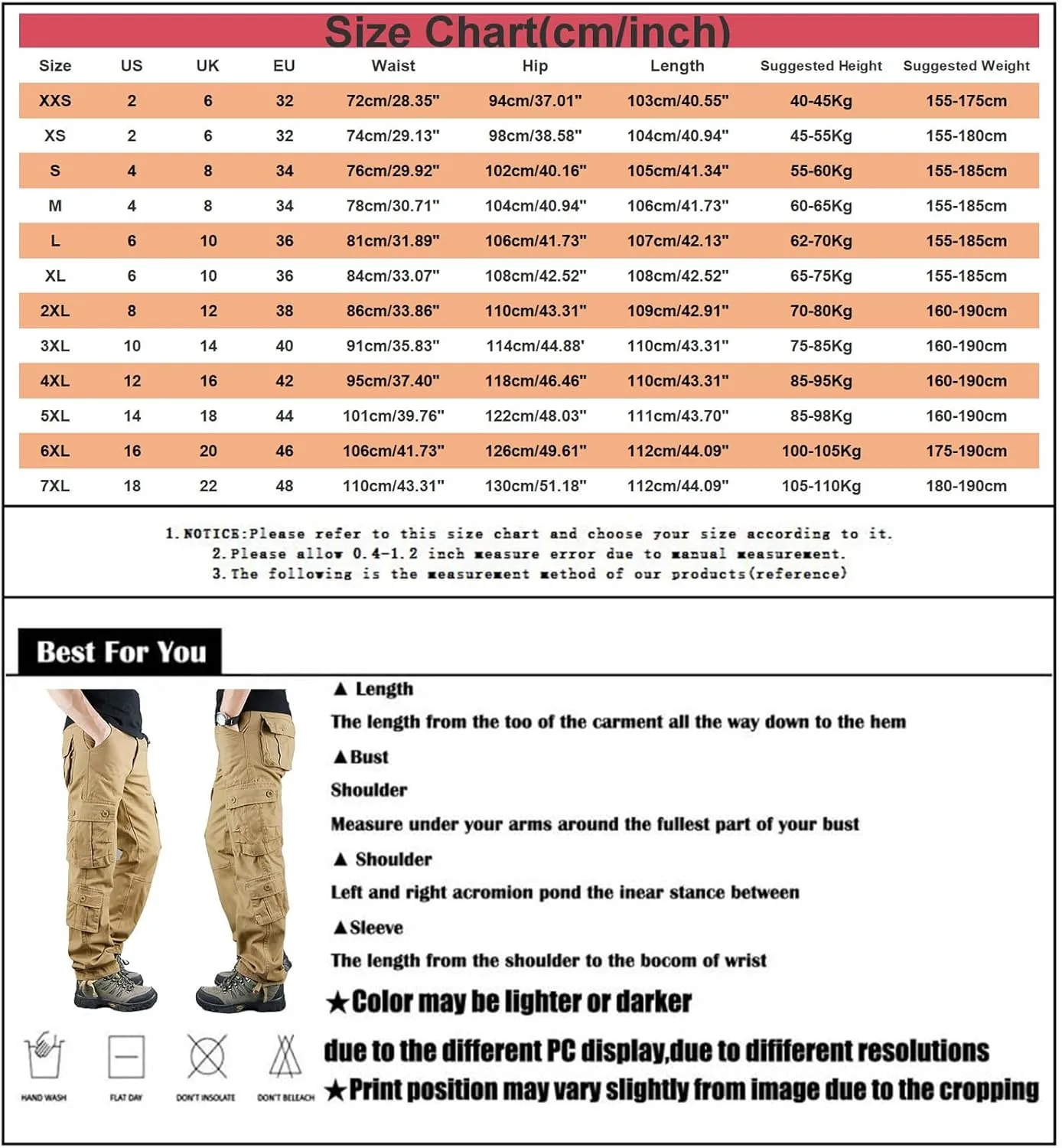 Mens Cotton Athletic Pants Multi Pocket Cargo Pants Men's Casual Pants Outdoor Wear Plus Size Running Jogging Pants
