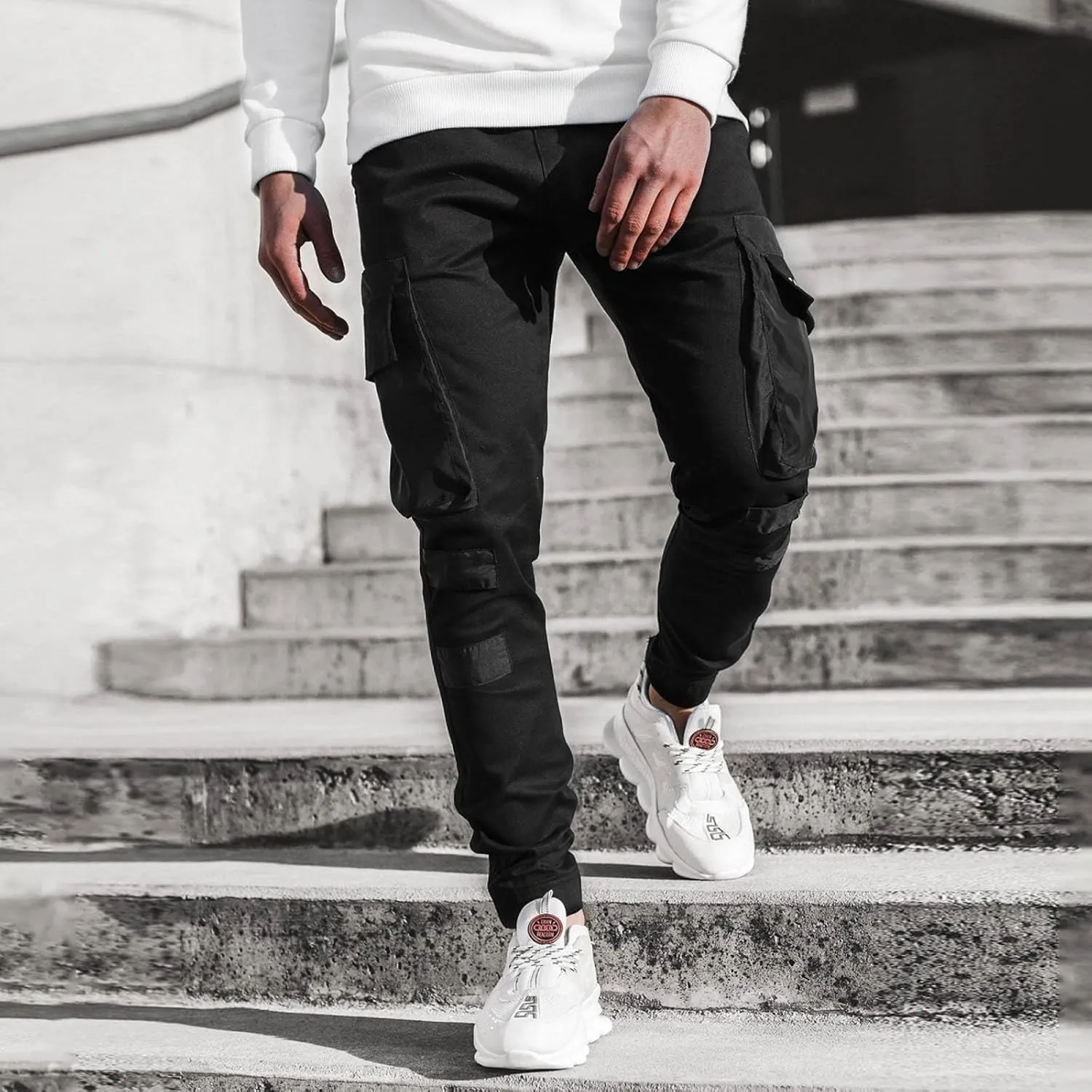 Men's Cotton Cargo Pants Casual Work Trousers Large Men's Sports Pants Men's Cargo Pants Multi-Pocket Slim Trousers