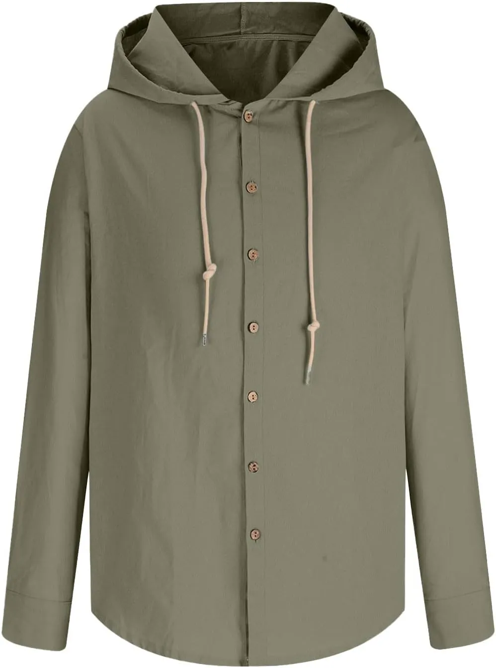 Mens Cotton Linen Shirts Casual Button Down Shirts Long Sleeve Roll-Up Sleeve Summer Shirts with Hood Hawaiian Shirts
