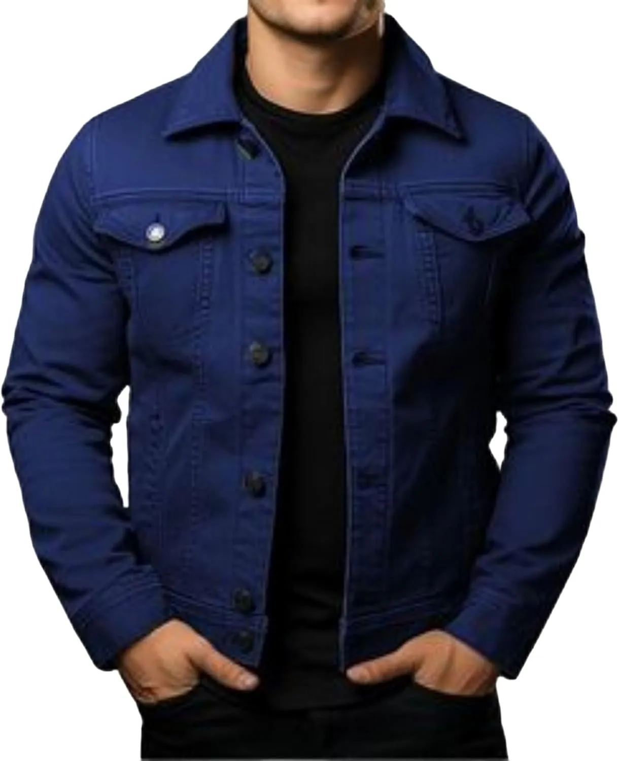 Mens Cozy Jacket Lightweight Casual Coat Lapel Button Pockets Outwear Slim Fit Overshirt Spring Fall