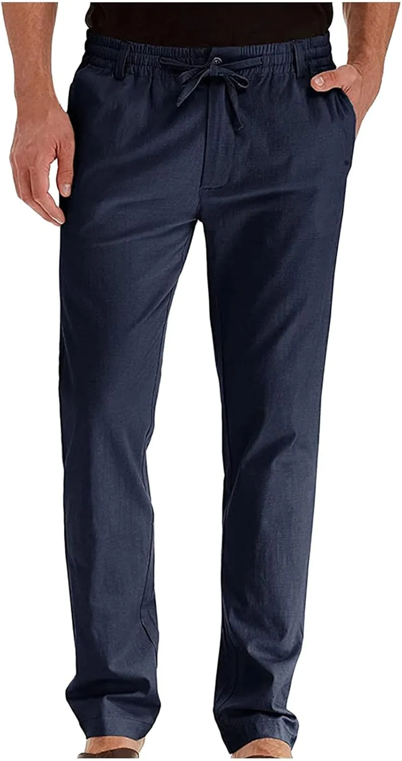 Mens Dress Pants Slim Fit Flat Front Chino Pants Casual Stretch Business Pants Wrinkle-Resistant Classic Khaki Pants