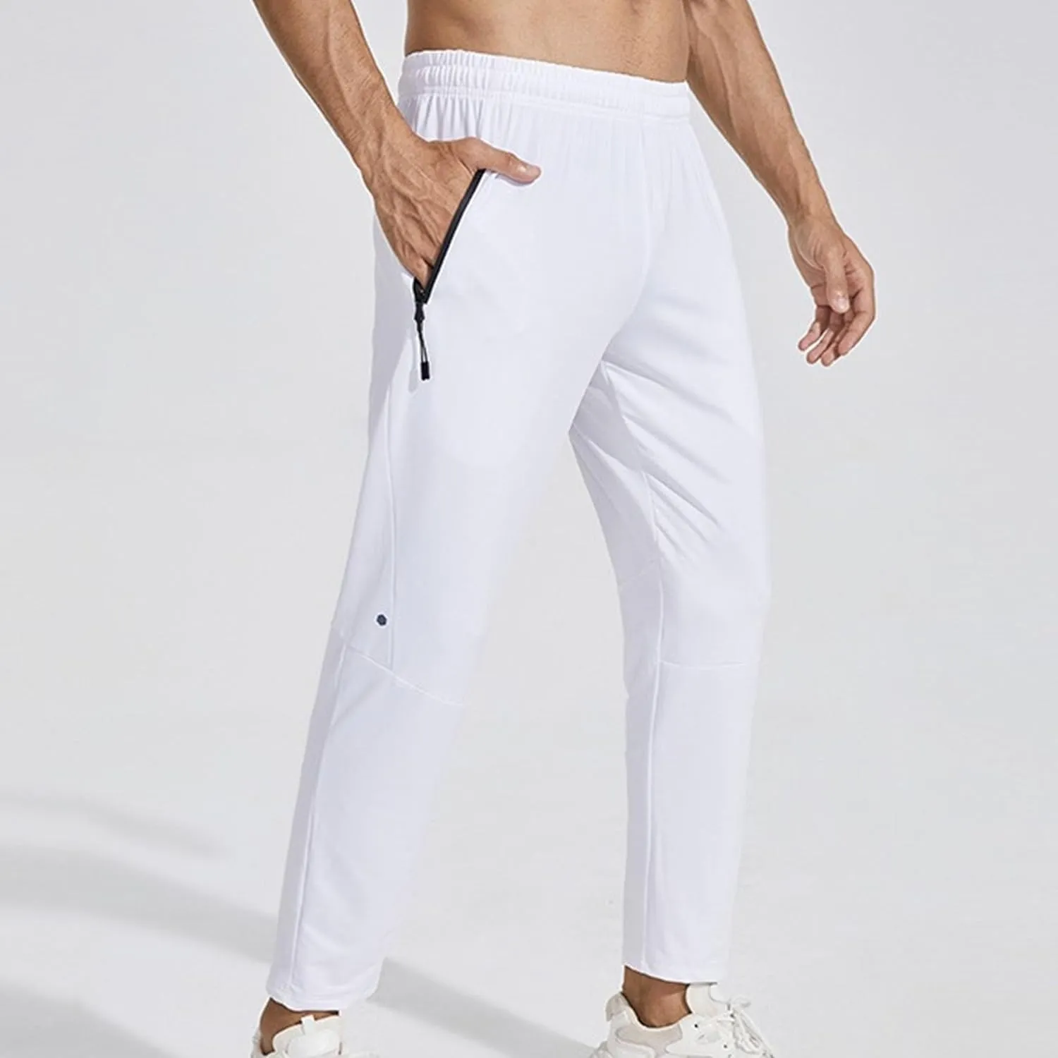 Men's Elastic Waist Stretch Running Athletic Pants Quick Dry Comfort Workout Trousers Casual Solid Outdoor Sweatpants