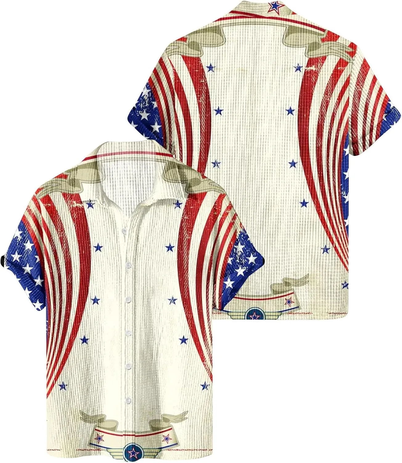 Men's Fashion Short Sleeve Casual Mens Shirt Independence Day Basic Funny July 4th Shirts