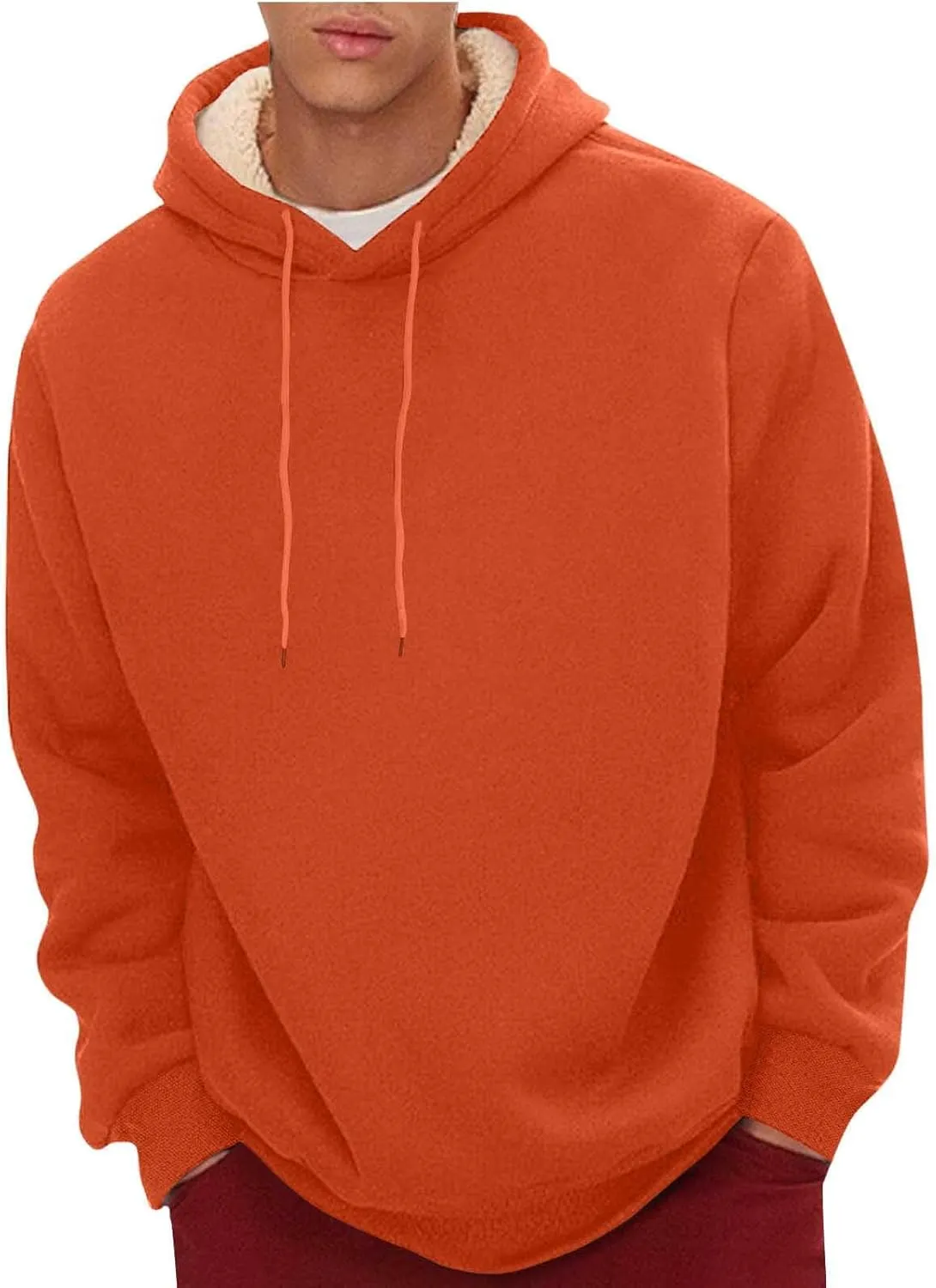 Men's Fleece Lined Hoodies Pullover Winter Warm Fuzzy Sherpa Heavyweight Hoodie Thick Thermal Hooded Sweatshirts