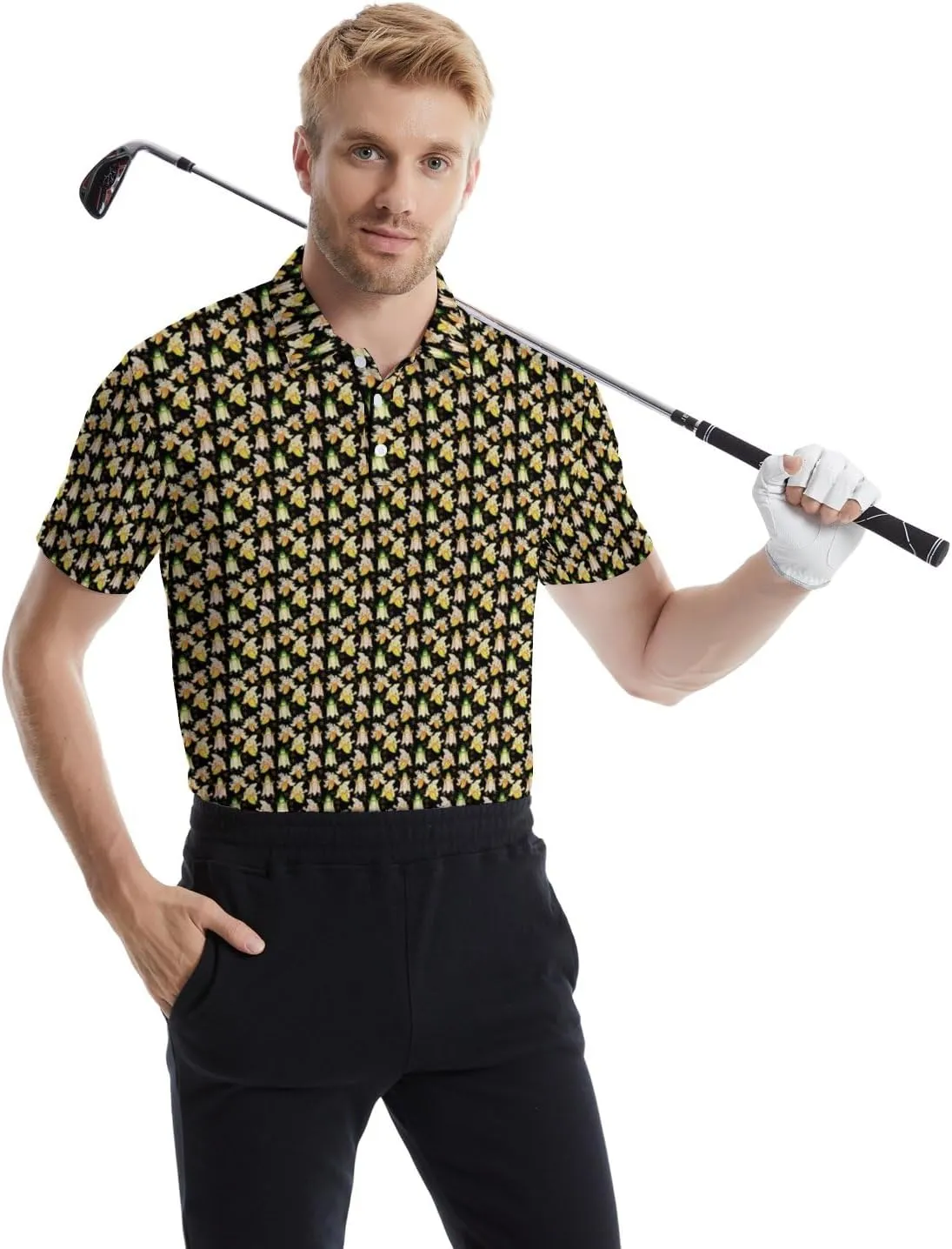 Men's Funny Golf Shirts Hawaiian Polo Shirts 80S Flashes Polo Shirts Funny Hawaiian Beach Summer Golf Polo Shirts