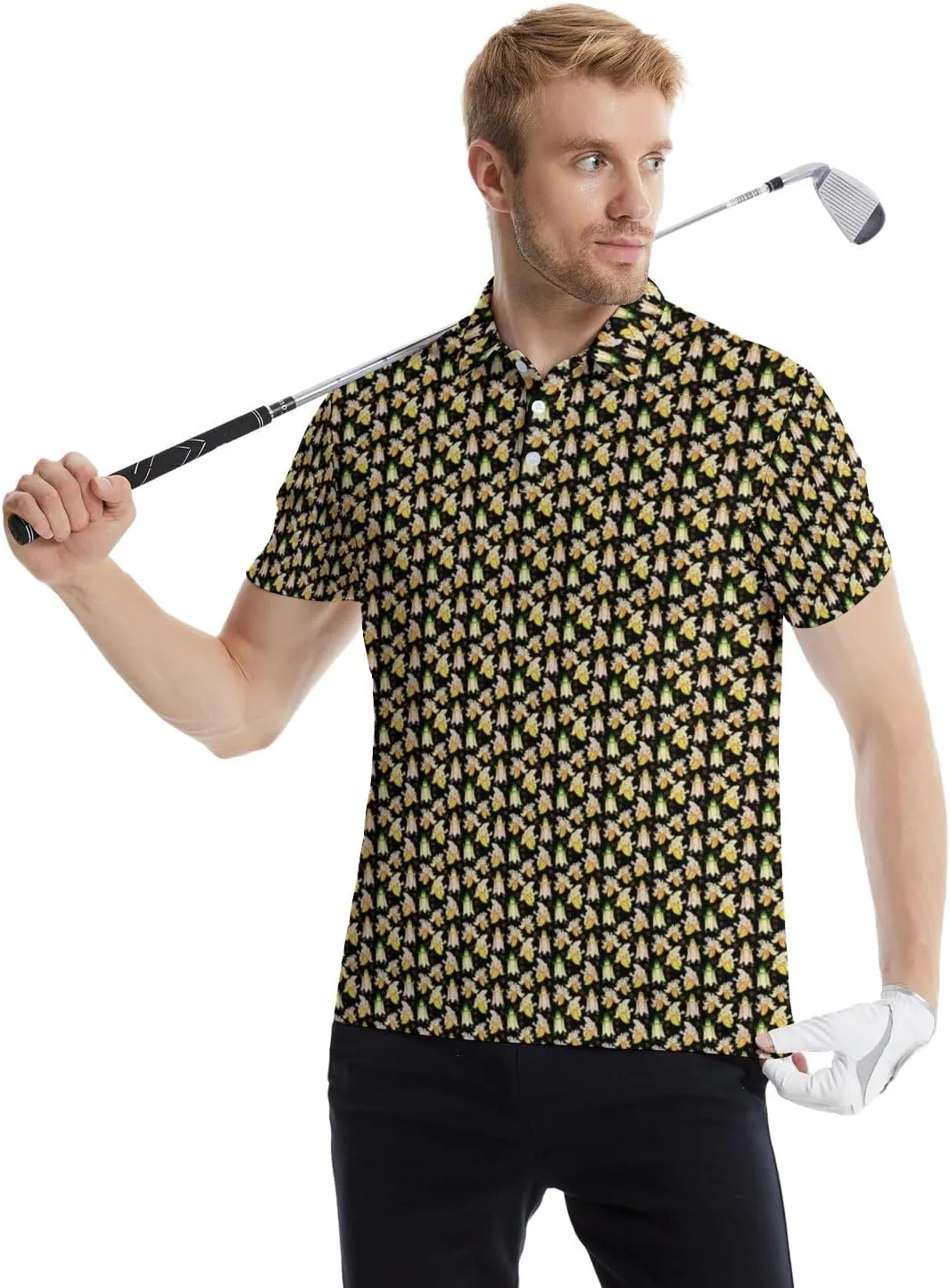 Men's Funny Golf Shirts Hawaiian Polo Shirts 80S Flashes Polo Shirts Funny Hawaiian Beach Summer Golf Polo Shirts