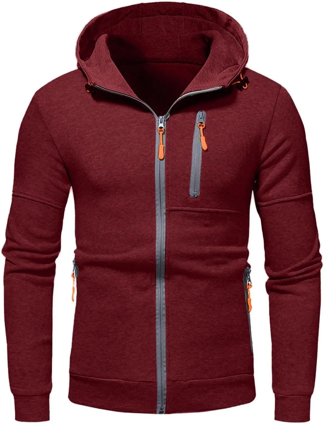 Mens Hoodies Pullover Oversized Long Sleeve Full Zip up Hooded Sweatshirt Drawstring Casual Jacket Sweater Fall