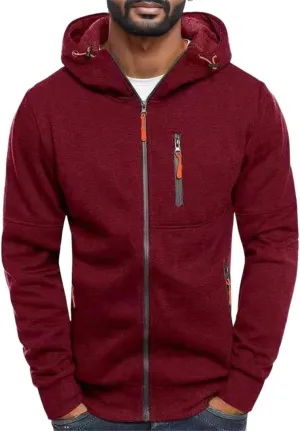 Mens Hoodies Pullover Oversized Long Sleeve Full Zip up Hooded Sweatshirt Drawstring Casual Jacket Sweater Fall