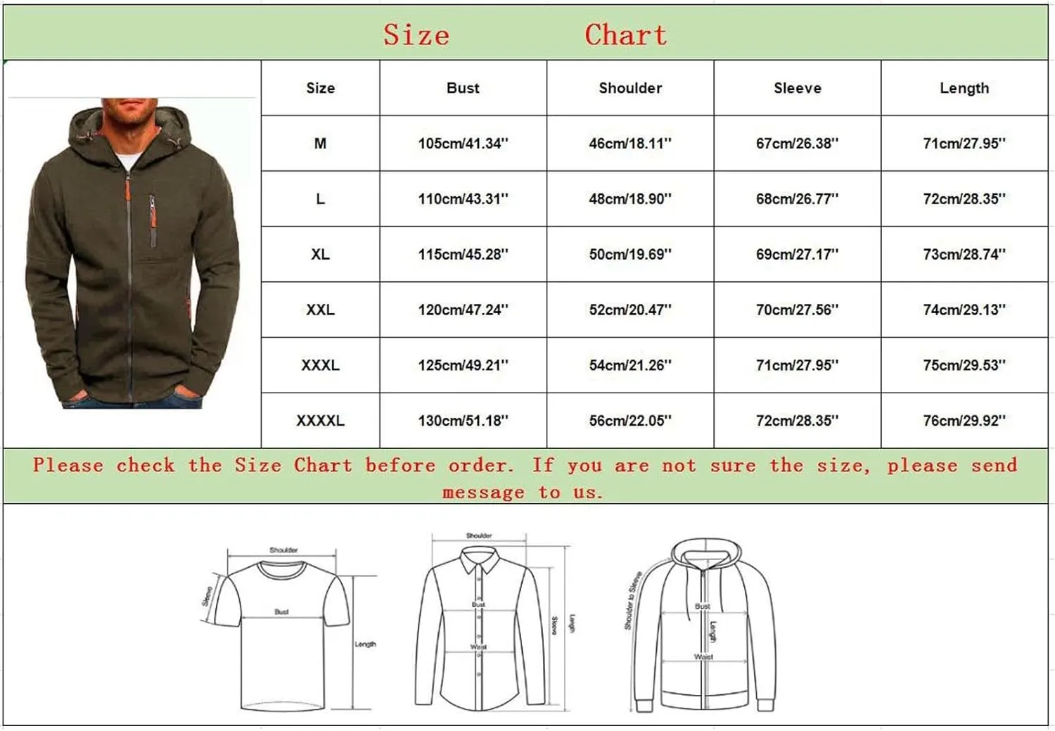 Mens Hoodies Pullover Oversized Long Sleeve Full Zip up Hooded Sweatshirt Drawstring Casual Jacket Sweater Fall