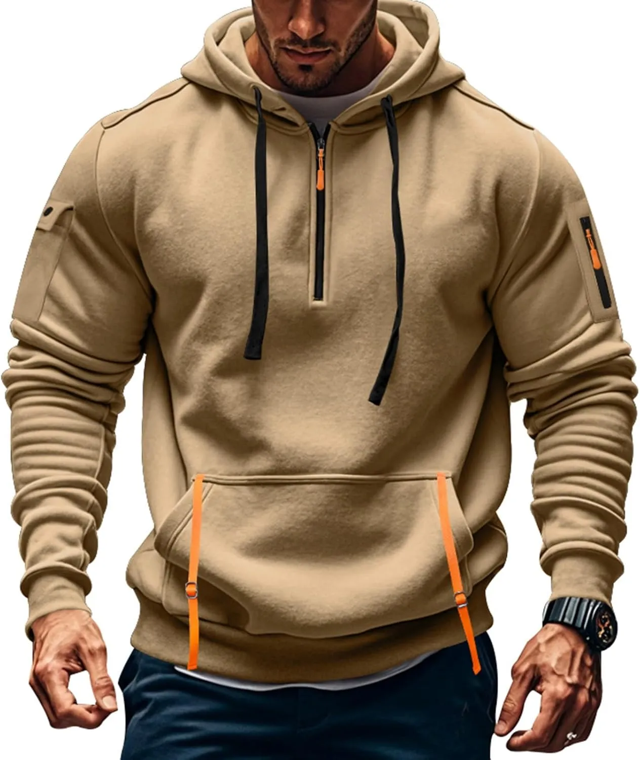 Mens Hoodies Pullover Oversized Long Sleeve Zip up Hooded Sweatshirt Drawstring Casual Jacket Sweater Fall Coat