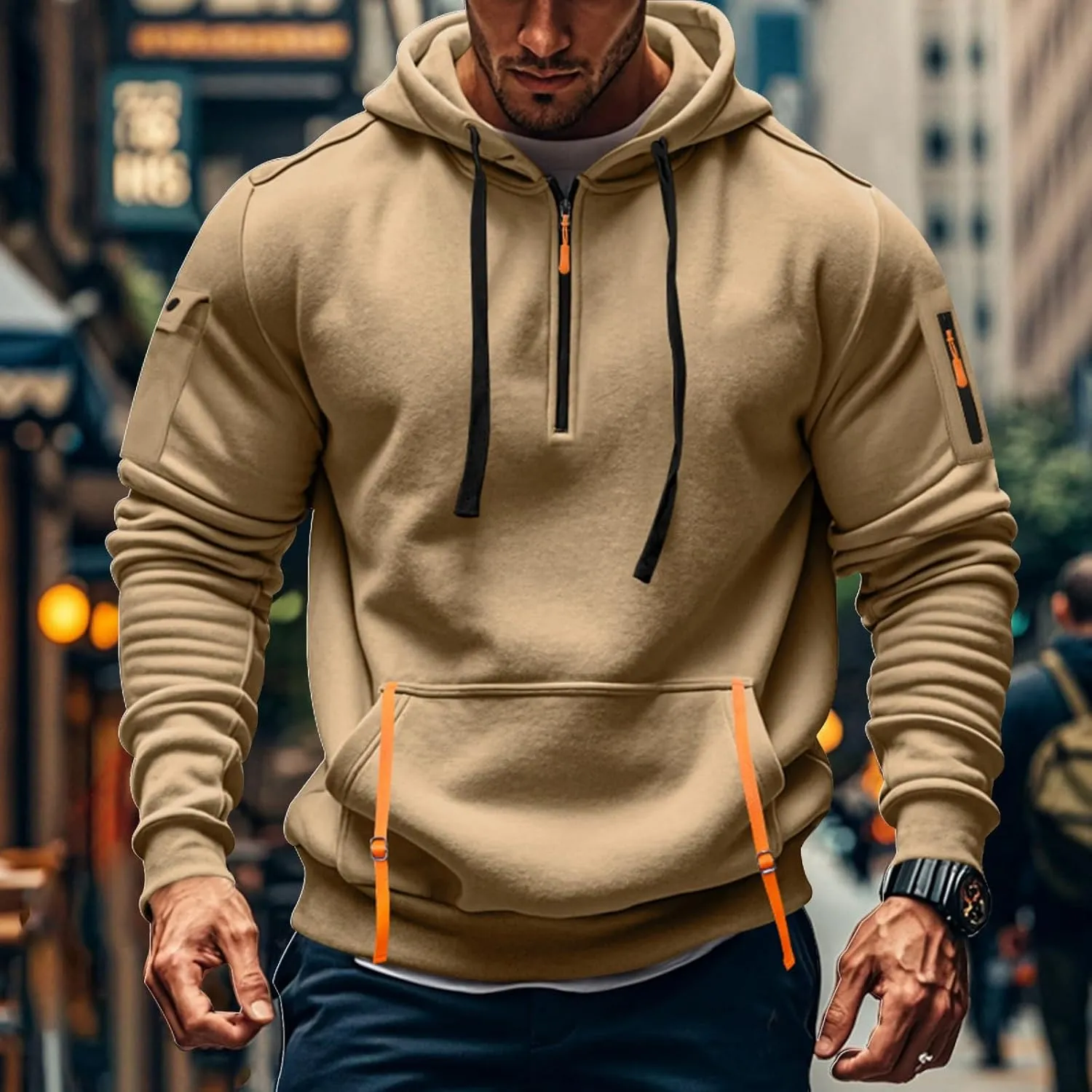 Mens Hoodies Pullover Oversized Long Sleeve Zip up Hooded Sweatshirt Drawstring Casual Jacket Sweater Fall Coat