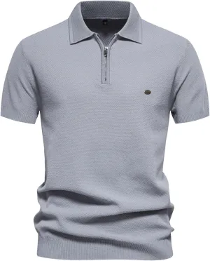 Mens Knit Polo Shirt Golf Shirts Short Sleeve Sports Casual Polo Shirts Textured Casual Knitted Golf Shirt