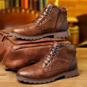 Men's Leather Zipper Boots: Elegant & Durable Footwear