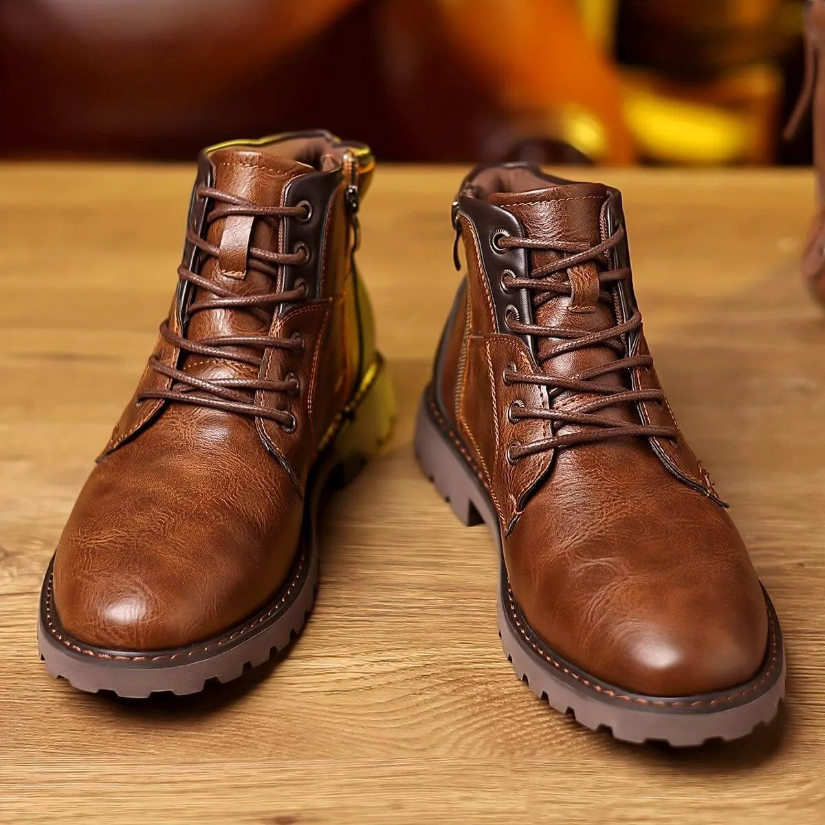 Men's Leather Zipper Boots: Elegant & Durable Footwear