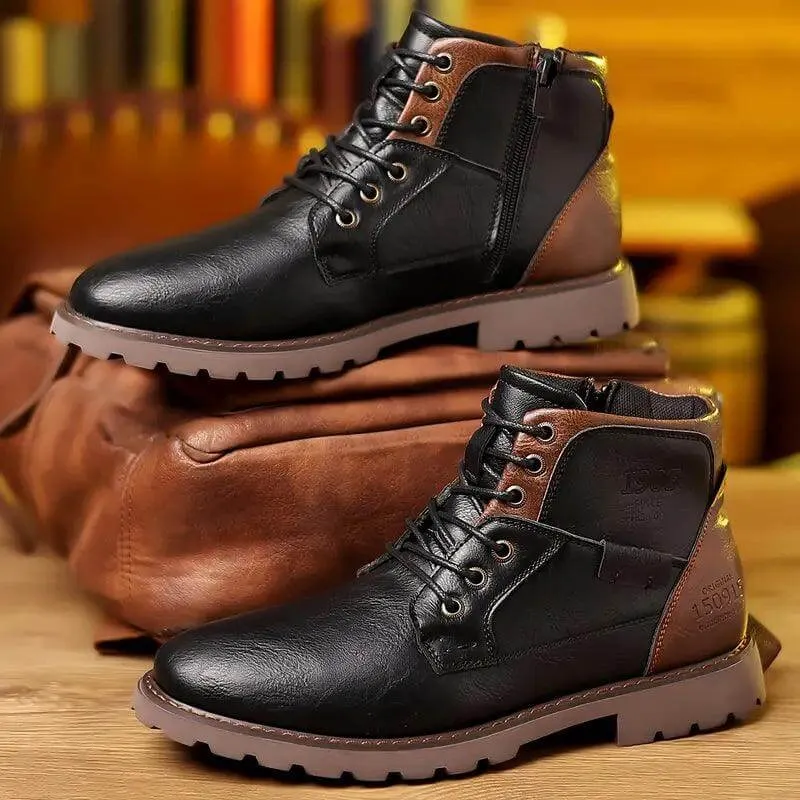 Men's Leather Zipper Boots: Elegant & Durable Footwear
