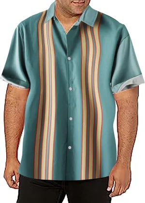 Men's Linen Shirts Stripe Short Sleeve Button Down Shirts Casual Relaxed Fit Hawaii Shirts 2025 Summer Beach Shirts