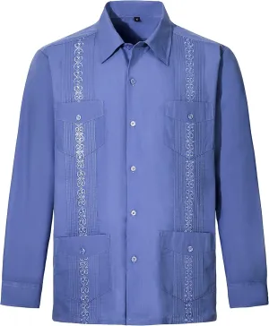 Men's Long Sleeve Guayabera Shirts Cuban Shirts