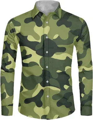 Mens Long Sleeve Shirt, Regular Fit Casual Button Down Shirt for Men Teens Size XS-6XL