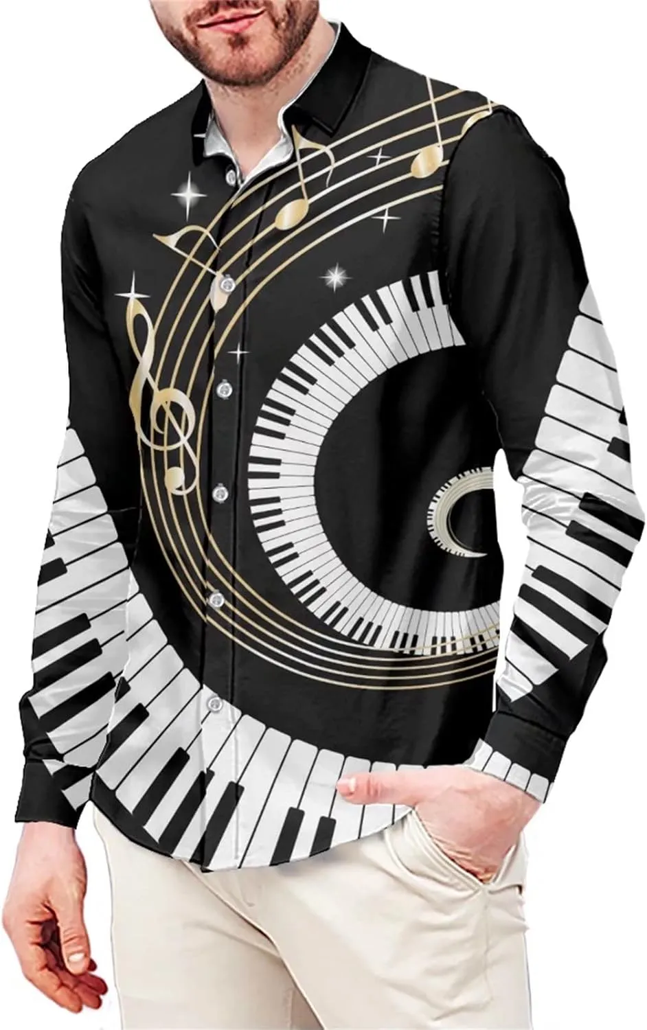 Mens Long Sleeve Shirt, Regular Fit Casual Button Down Shirt for Men Teens Size XS-6XL