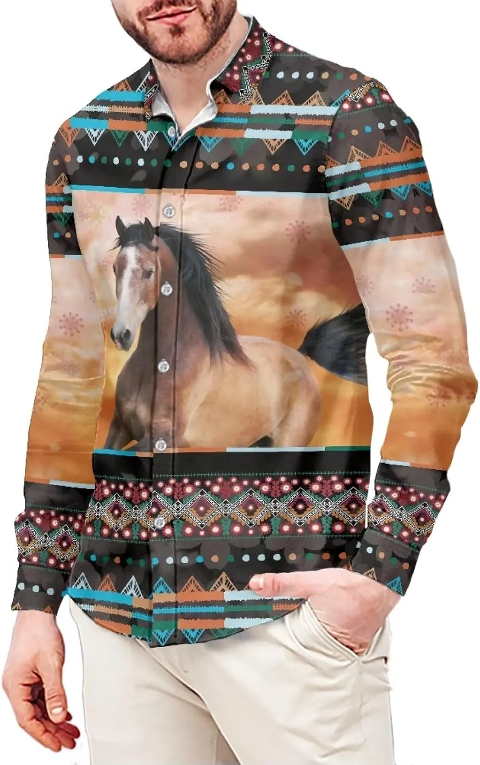 Mens Long Sleeve Shirt, Regular Fit Casual Button Down Shirt for Men Teens Size XS-6XL