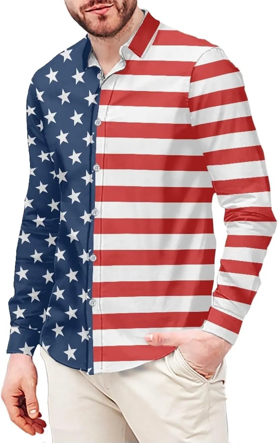 Mens Long Sleeve Shirt, Regular Fit Casual Button Down Shirt for Men Teens Size XS-6XL