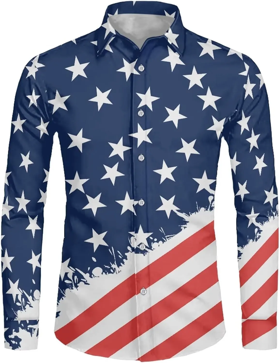 Mens Long Sleeve Shirt, Regular Fit Casual Button Down Shirt for Men Teens Size XS-6XL