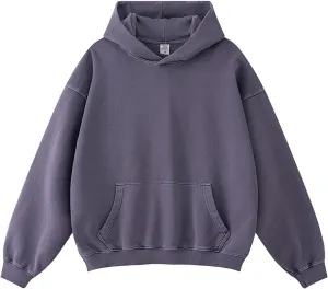 Mens Oversized Cotton Heavyweight Vintage Washed Hoodie Couples Streetwear