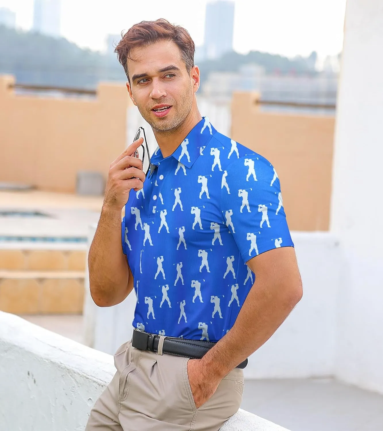 Mens Polo Golf Shirts Funny Graphics Shorts Sleeve Button Shirts