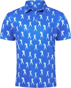 Mens Polo Golf Shirts Funny Graphics Shorts Sleeve Button Shirts