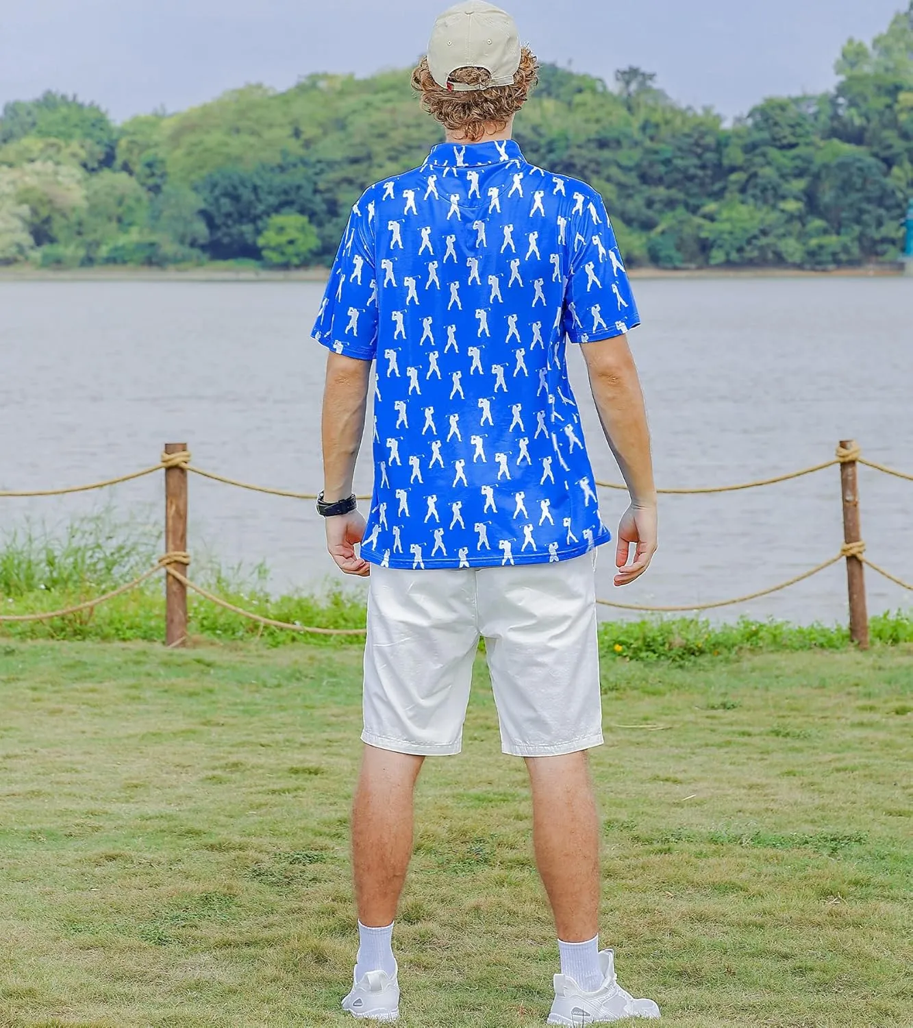 Mens Polo Golf Shirts Funny Graphics Shorts Sleeve Button Shirts