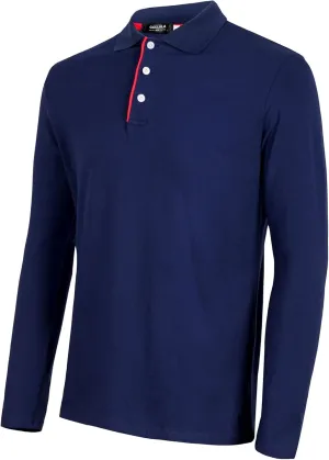 Mens Polo Shirts Cotton Solid Long Sleeve Polo Rugby Shirts