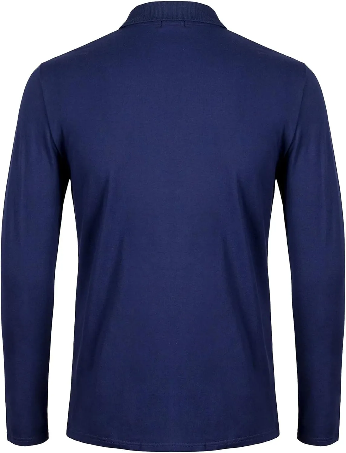 Mens Polo Shirts Cotton Solid Long Sleeve Polo Rugby Shirts