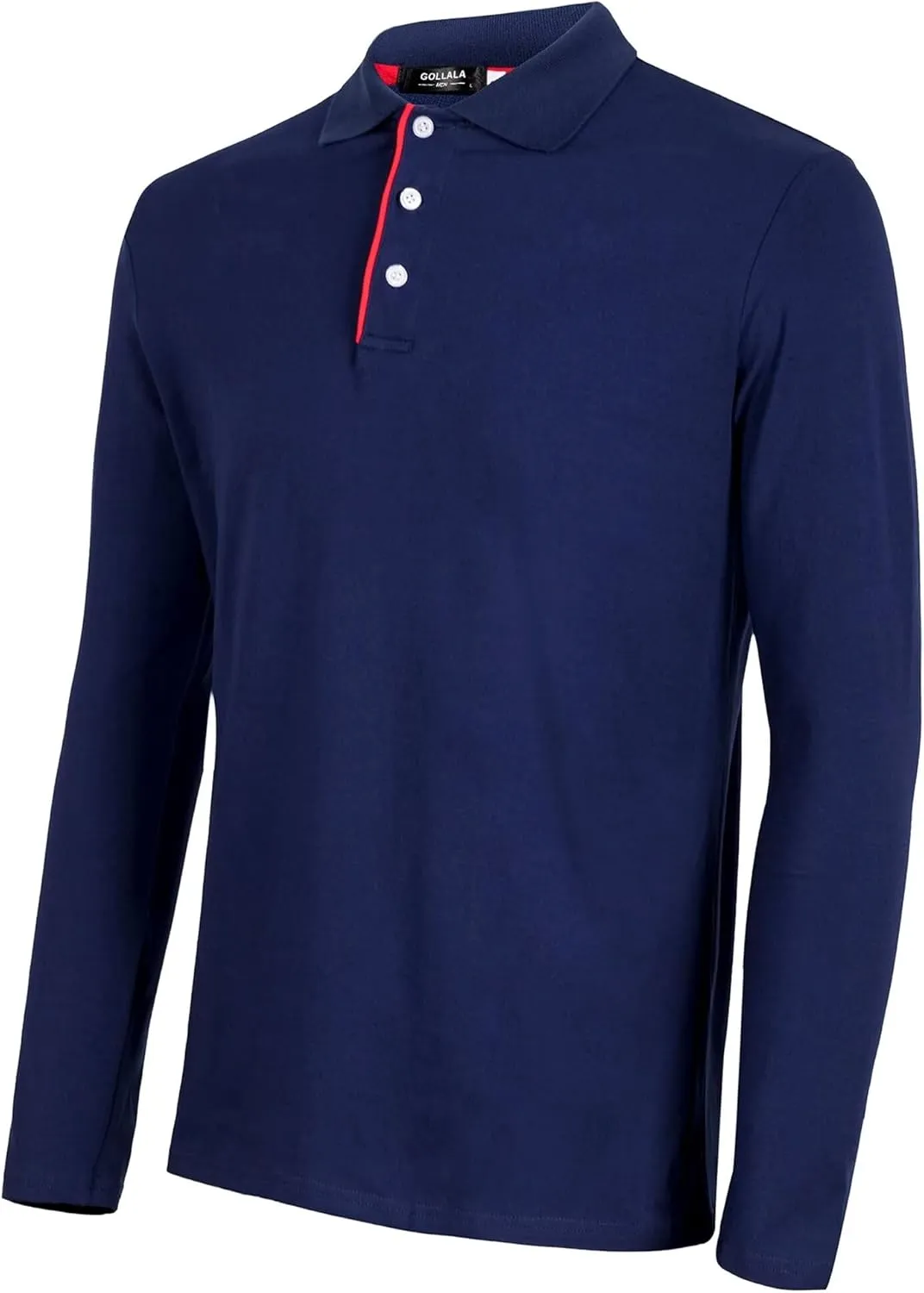 Mens Polo Shirts Cotton Solid Long Sleeve Polo Rugby Shirts