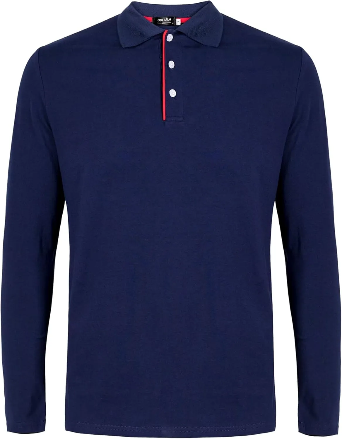 Mens Polo Shirts Cotton Solid Long Sleeve Polo Rugby Shirts