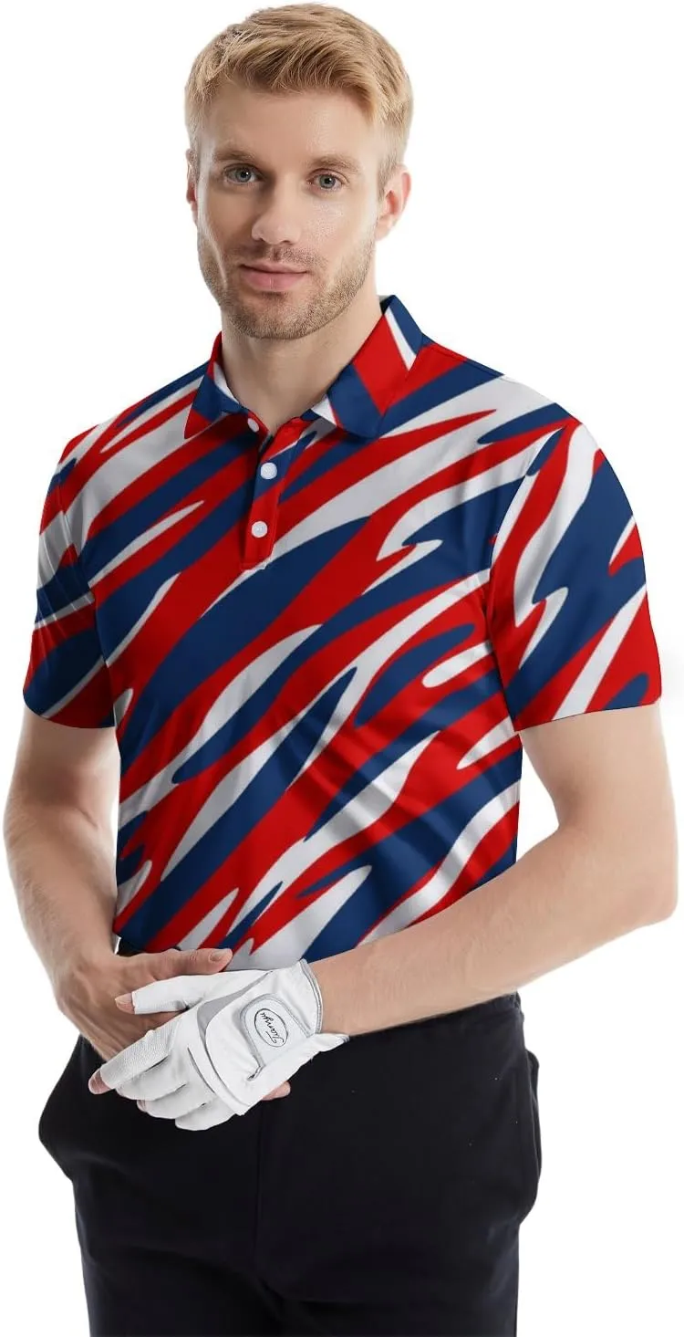 Mens Polo Shirts Funny Golf Shirts for Men Quick-Dry Performance Hawaiian Polo Shirts for Men Print Short Sleeve Shirts