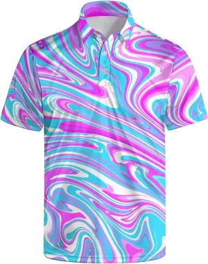 Mens Polo Shirts Funny Golf Shirts for Men Quick-Dry Performance Hawaiian Polo Shirts for Men Print Short Sleeve Shirts